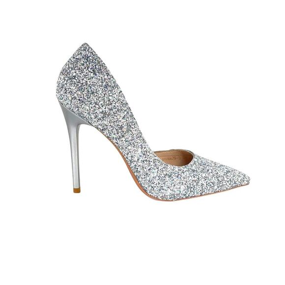 BIGTREE Glitter High Heels D'Orsay Bling Women Size 7 Pumps Wedding Prom Pointy - Picture 1 of 8